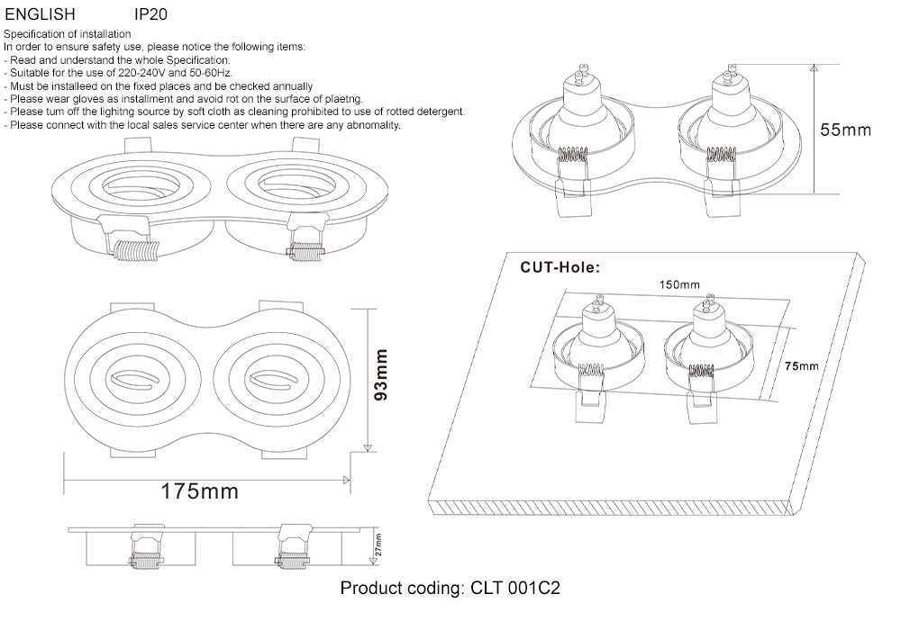CLT 001C2 WH Crystal Lux