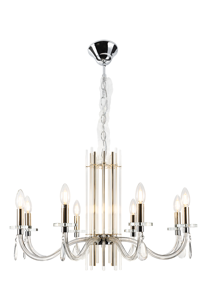 AURELIO SP8 GOLD+CHROME/TRANSPARENT Crystal Lux