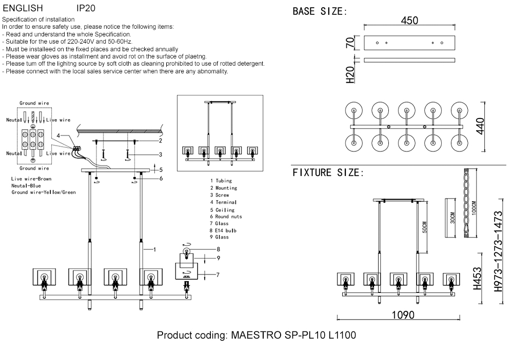 MAESTRO SP-PL10 L1100 GOLD Crystal Lux