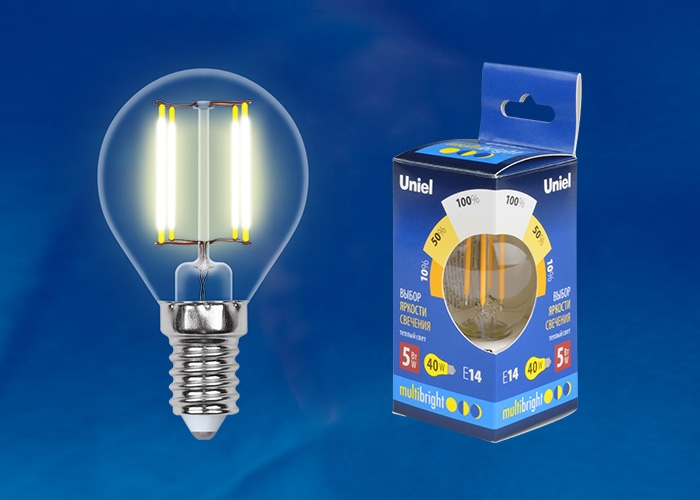 LED-G45-5W/WW/E14/CL/MB GLM10TR картон Uniel