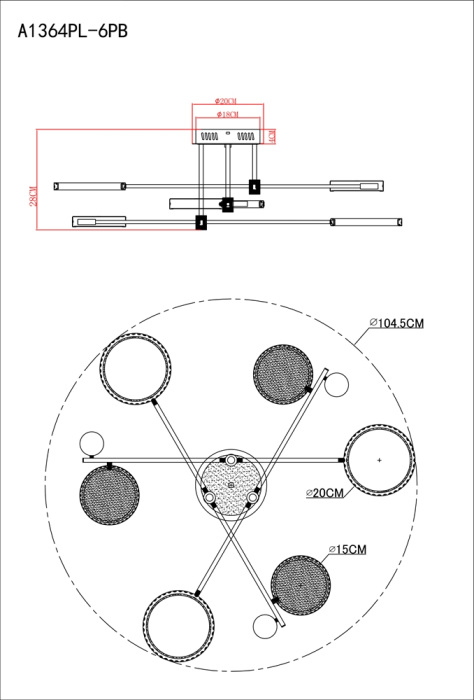 A1364PL-6PB Arte Lamp