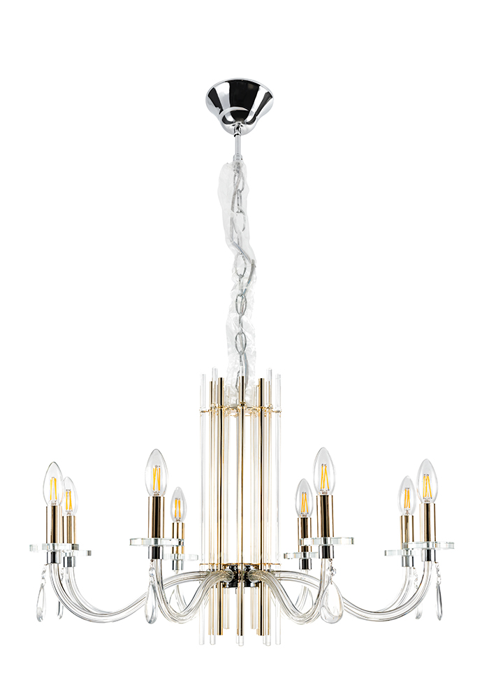 AURELIO SP8 GOLD+CHROME/TRANSPARENT Crystal Lux