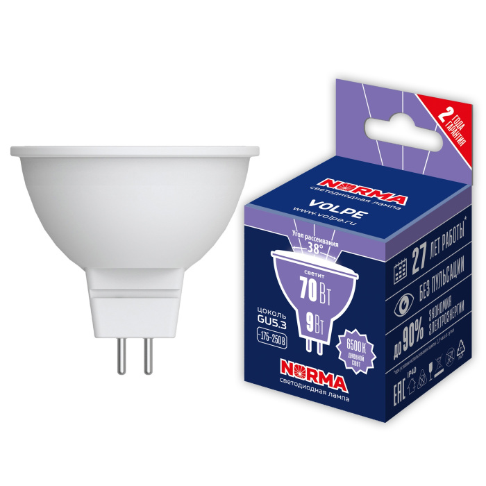 LED-JCDR-9W/6500K/GU5.3/38D/NR Volpe