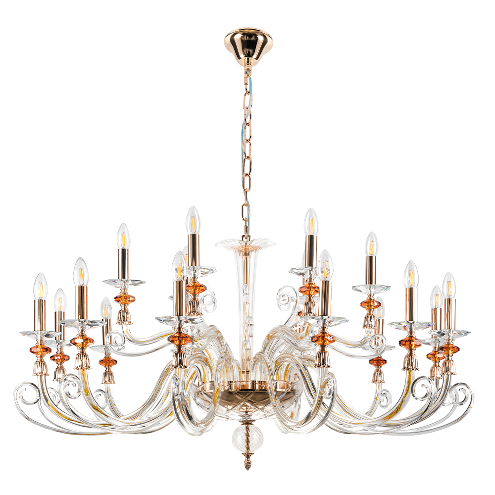 CATARINA SP12+6 V2 GOLD/TRANSPARENT-COGNAC Crystal Lux