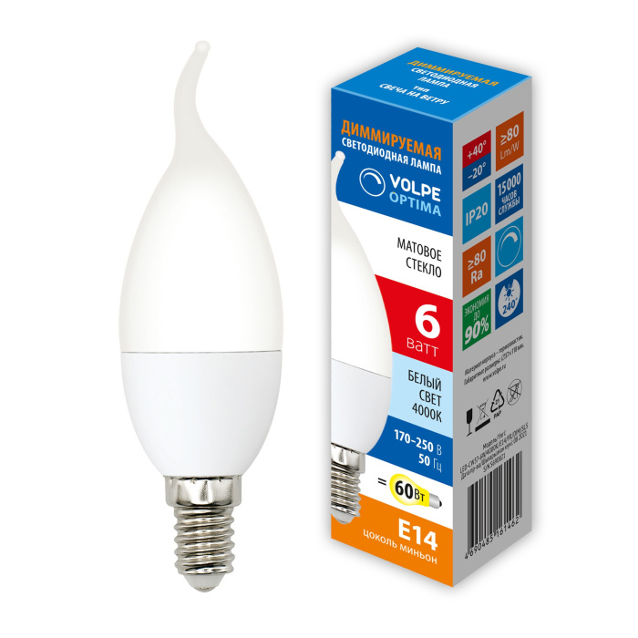 LED-CW37-6W/4000K/E14/FR/DIM/SLS Volpe