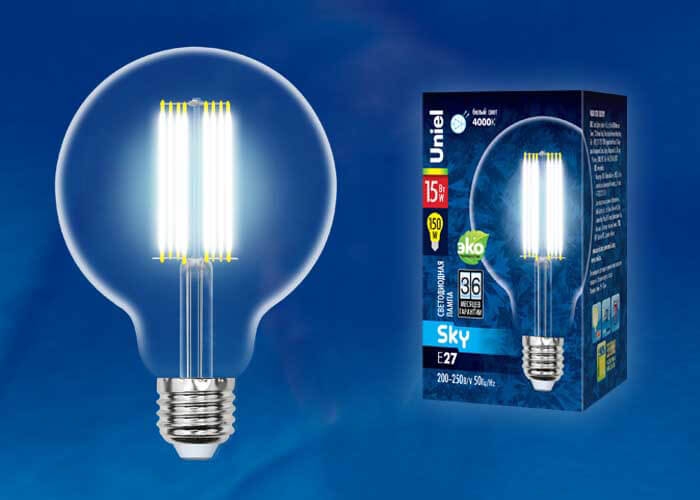 LED-G95-15W/4000K/E27/CL PLS02WH картон Uniel