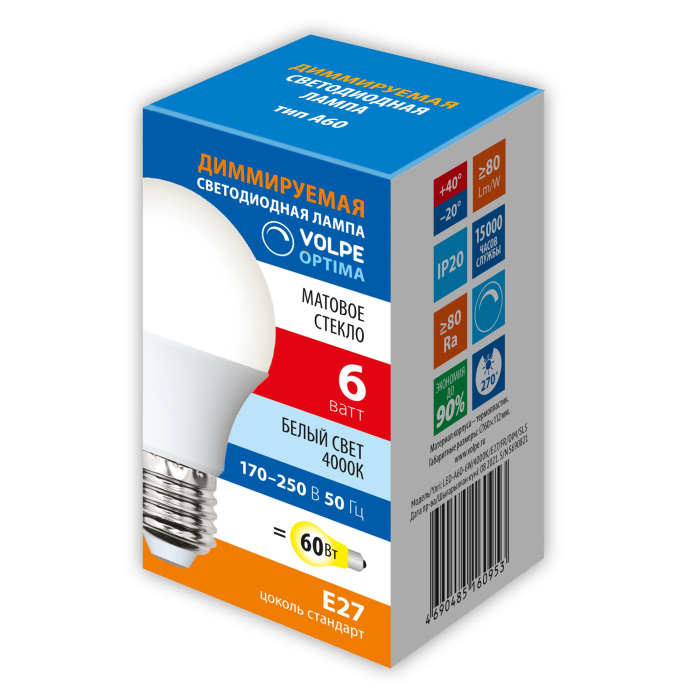 LED-A60-6W/4000K/E27/FR/DIM/SLS Volpe