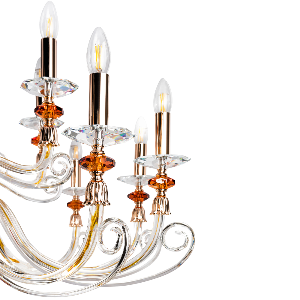 CATARINA SP12+6 V2 GOLD/TRANSPARENT-COGNAC Crystal Lux