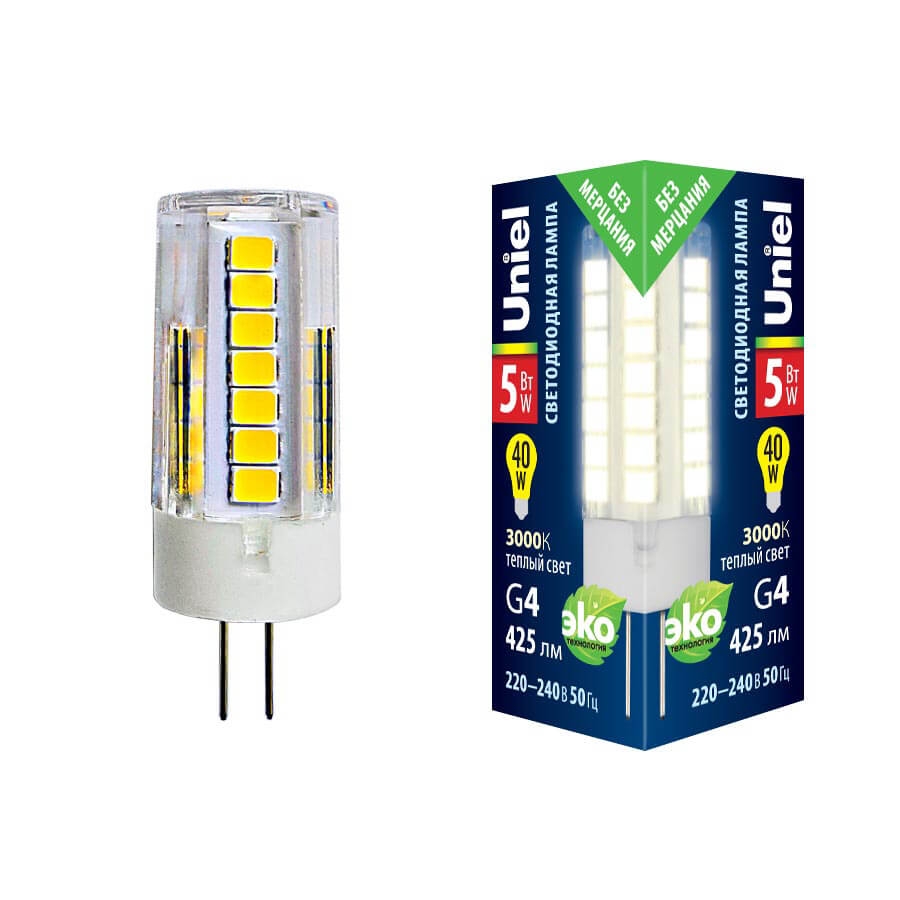 LED-JC-220/5W/3000K/G4/CL GLZ09TR картон Uniel
