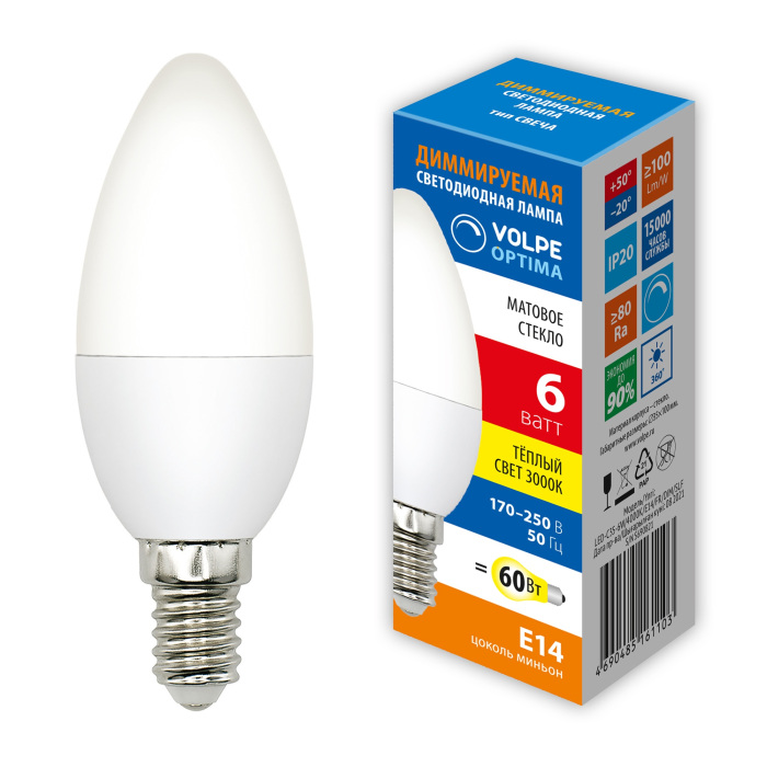 LED-C37-6W/3000K/E14/FR/DIM/SLS Volpe