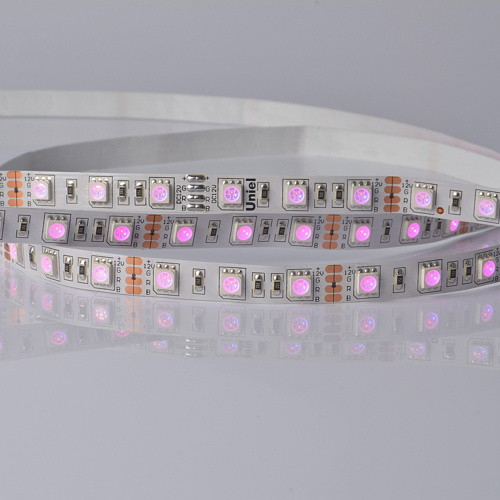 ULS-5050-60LED/m-10mm-IP20-DC24V-14,4W/m-5M-RGB катушка в герметичной упаковке Uniel