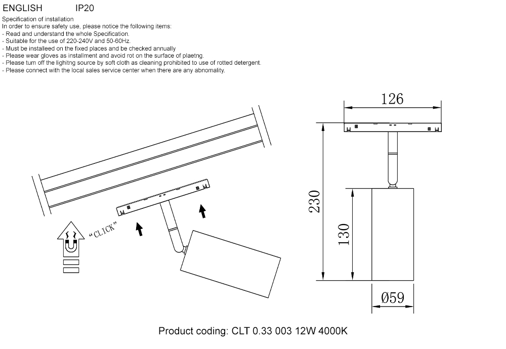 CLT 0.33 003 12W WH 4000K Crystal Lux