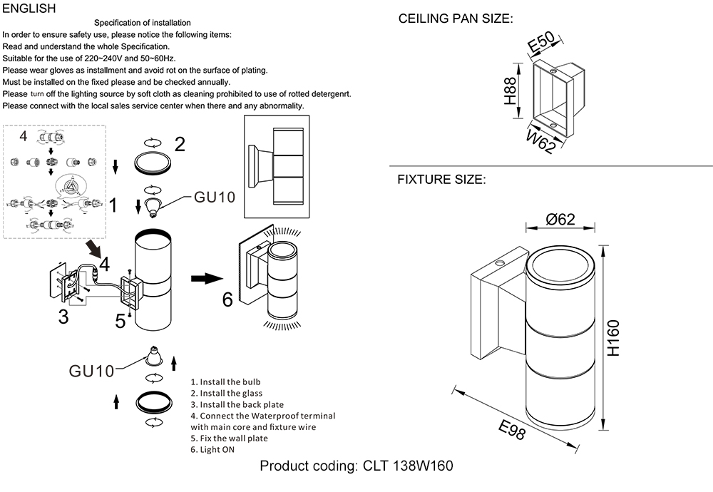 CLT 138W160 BL Crystal Lux