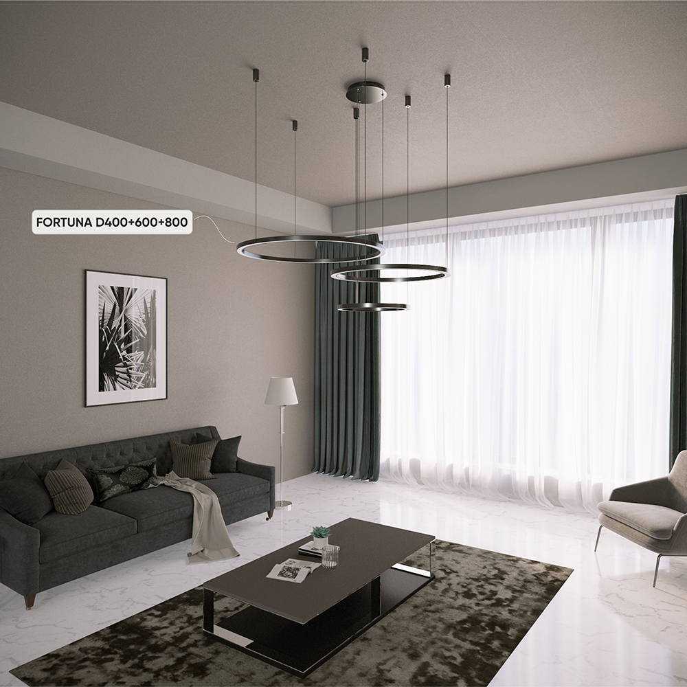 FORTUNA SP158W LED D400+600+800 BLACK Crystal Lux