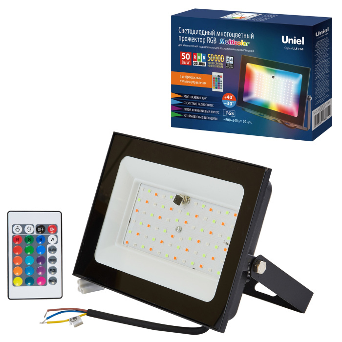 ULF-F60-50W/RGB IP65 200-240В BLACK N1 Uniel
