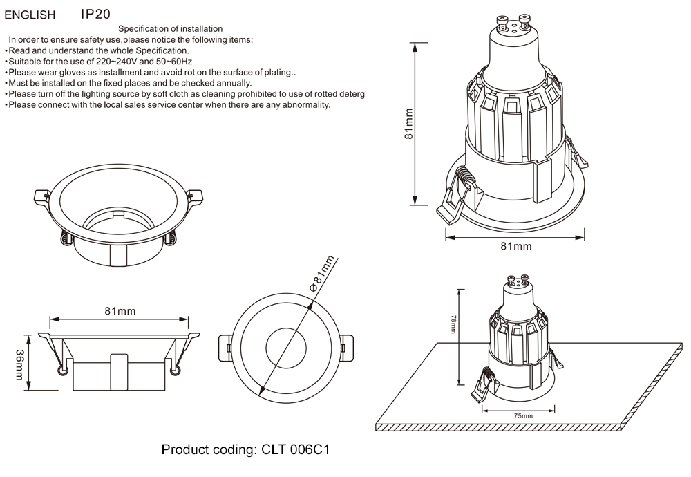 CLT 006C1 WH Crystal Lux