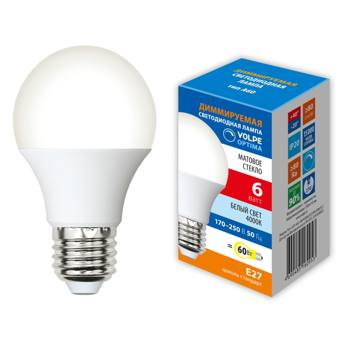 LED-A60-6W/4000K/E27/FR/DIM/SLS Volpe