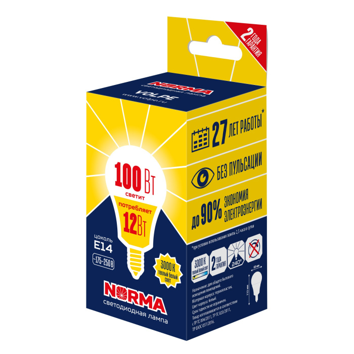 LED-G60-12W/3000K/E14/FR/NR Volpe