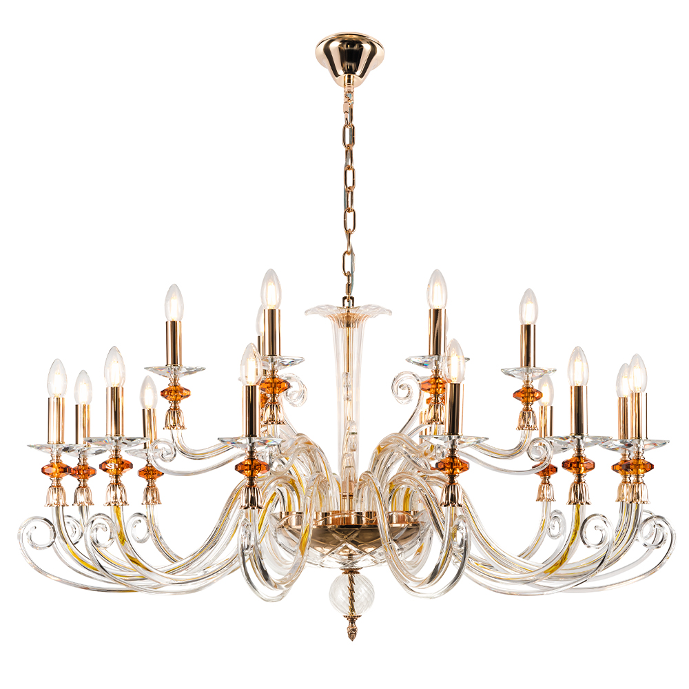 CATARINA SP12+6 V2 GOLD/TRANSPARENT-COGNAC Crystal Lux