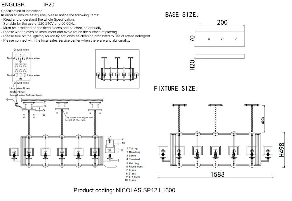 NICOLAS SP12 L1600 GOLD/WHITE Crystal Lux