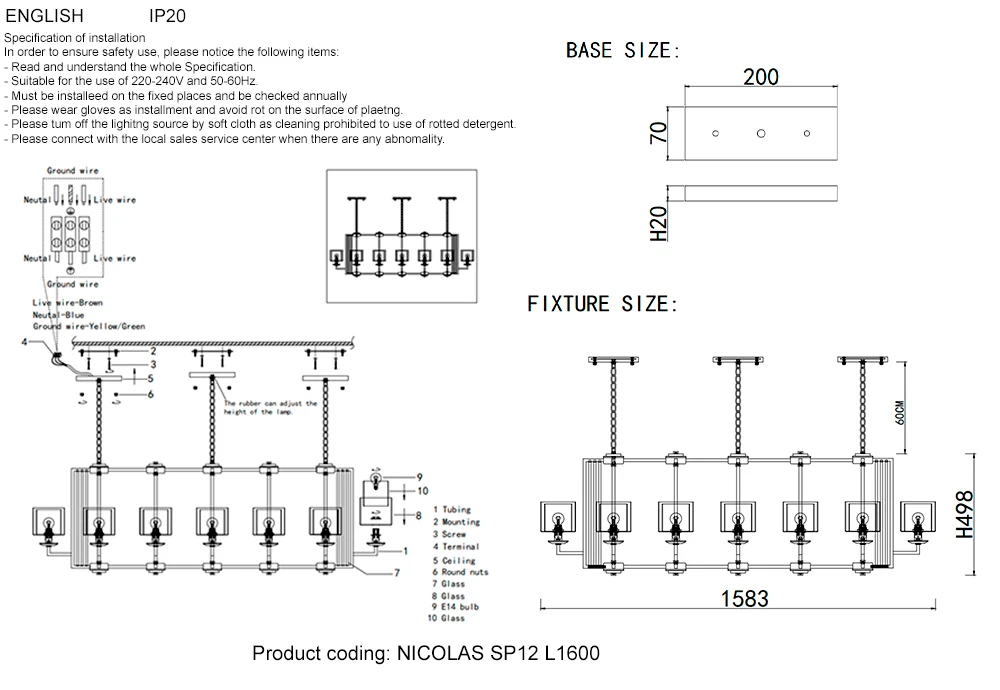 NICOLAS SP12 L1600 GOLD/WHITE Crystal Lux