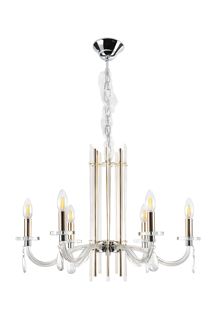 AURELIO SP6 GOLD+CHROME/TRANSPARENT Crystal Lux