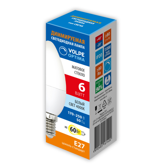 LED-C37-6W/4000K/E14/FR/DIM/SLS Volpe