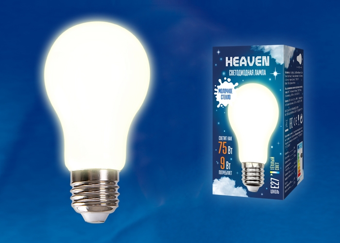 LED-A60-9W/3000K/E27/FR GLH01WH Uniel