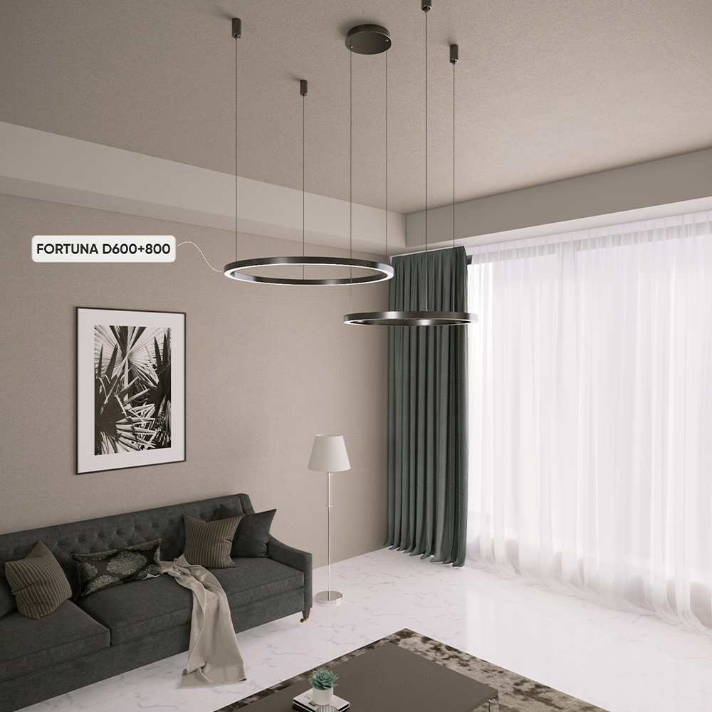 FORTUNA SP123W LED D600+800 BLACK Crystal Lux